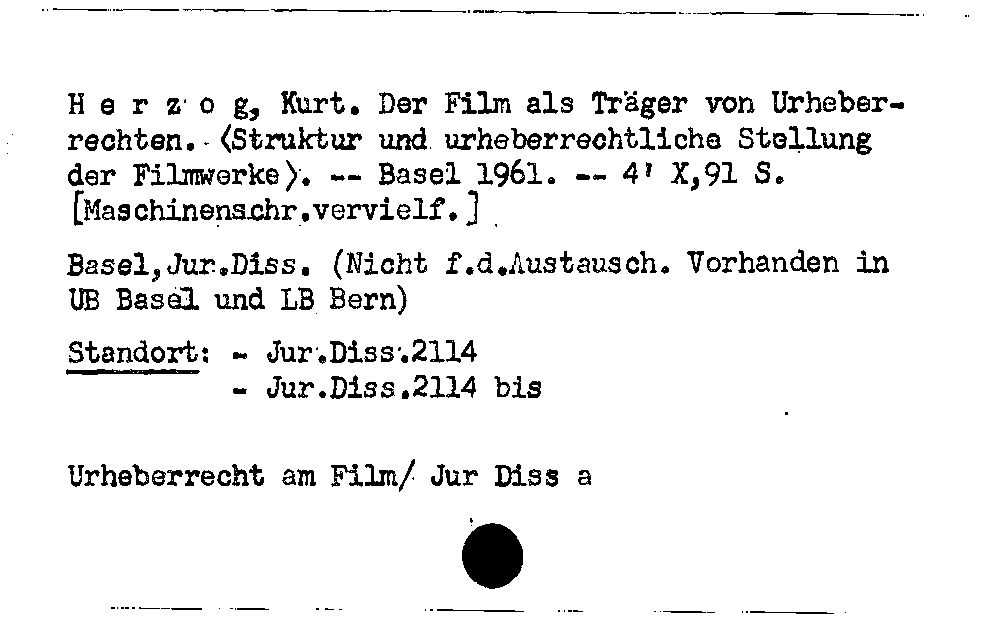 [Katalogkarte Dissertationenkatalog bis 1980]