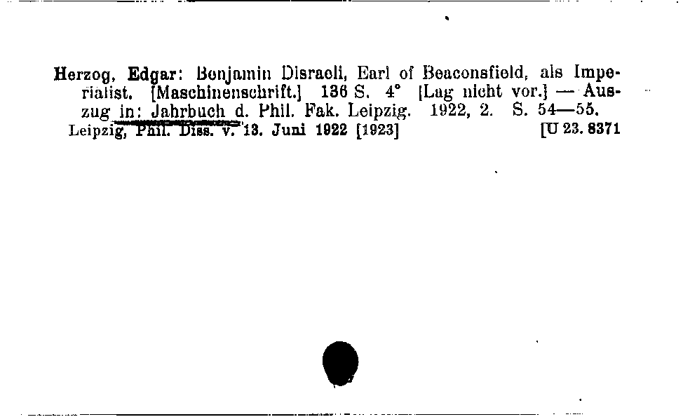 [Katalogkarte Dissertationenkatalog bis 1980]