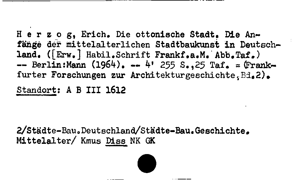 [Katalogkarte Dissertationenkatalog bis 1980]