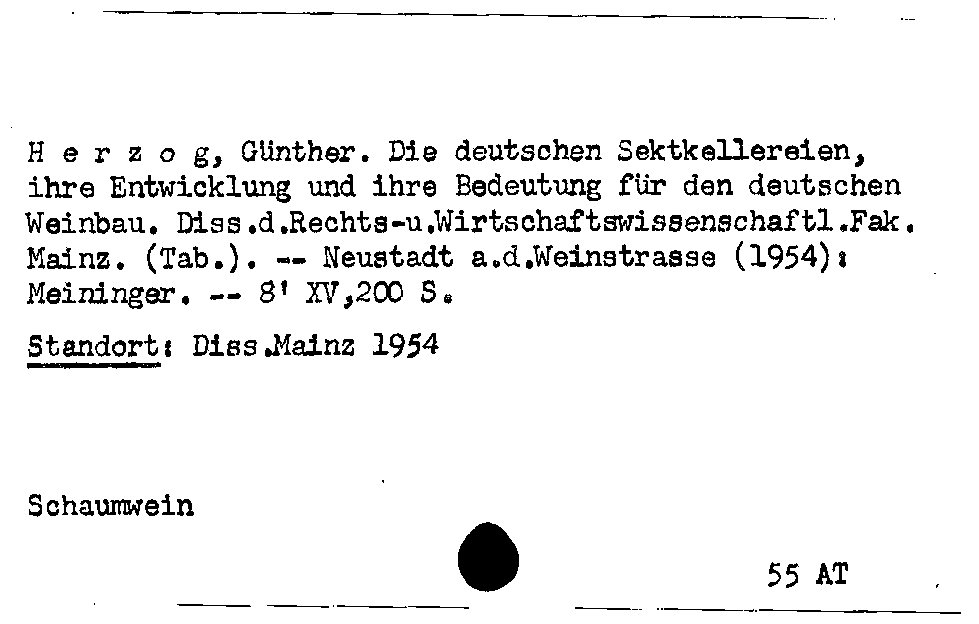 [Katalogkarte Dissertationenkatalog bis 1980]