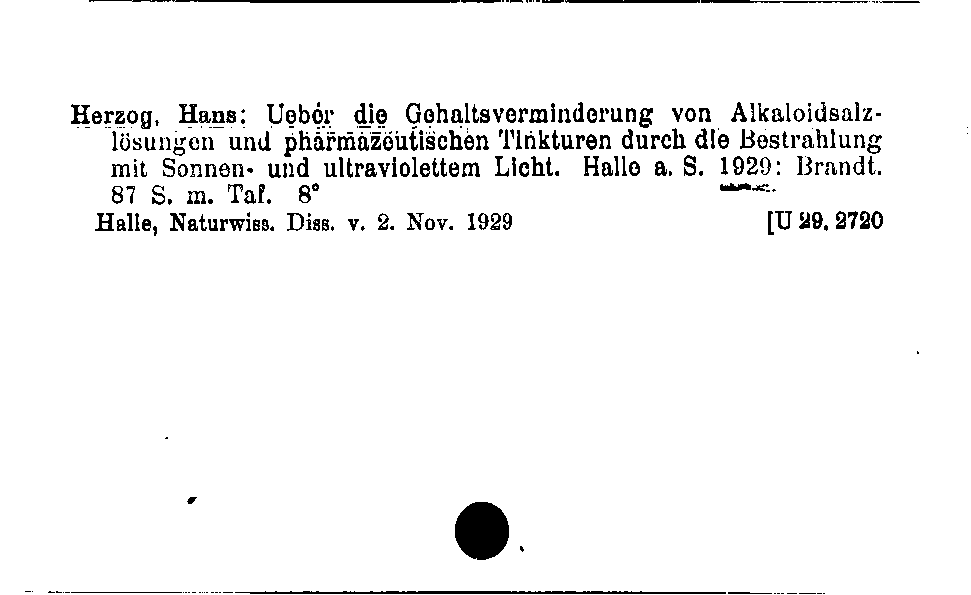 [Katalogkarte Dissertationenkatalog bis 1980]