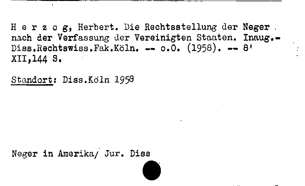 [Katalogkarte Dissertationenkatalog bis 1980]