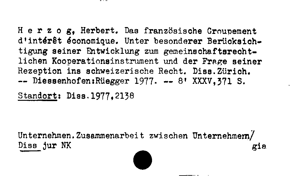 [Katalogkarte Dissertationenkatalog bis 1980]