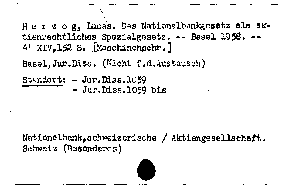 [Katalogkarte Dissertationenkatalog bis 1980]