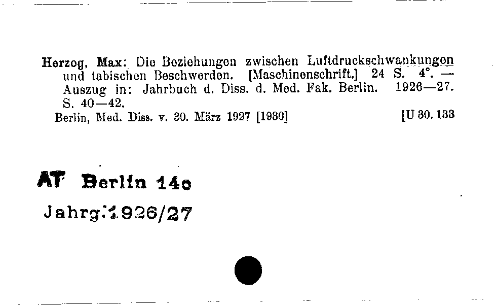 [Katalogkarte Dissertationenkatalog bis 1980]