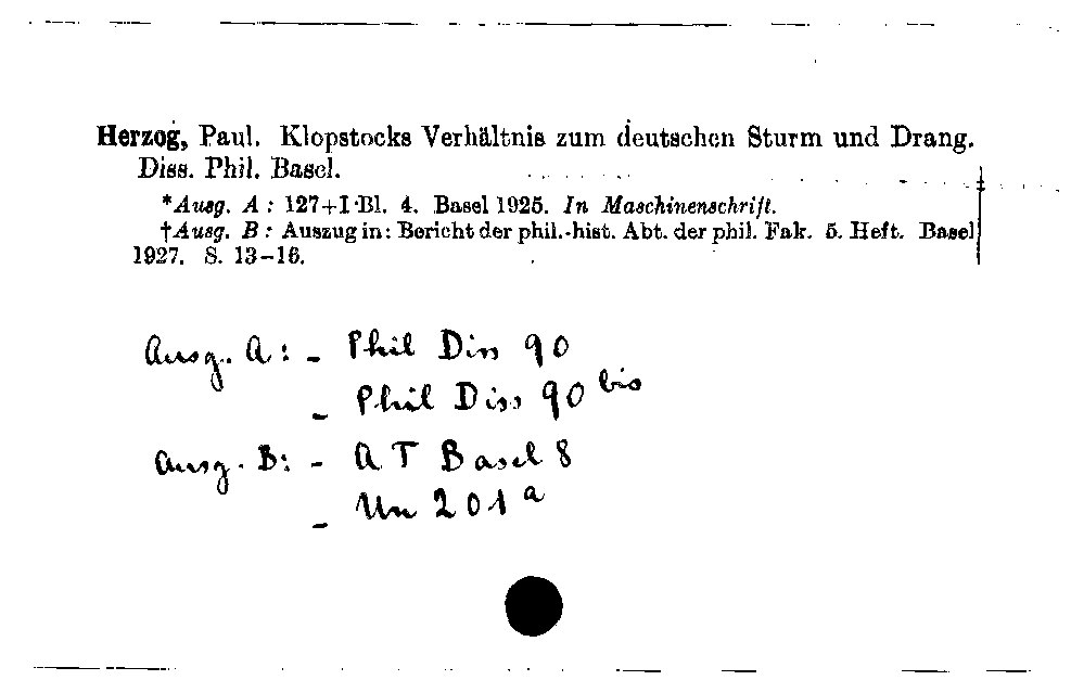 [Katalogkarte Dissertationenkatalog bis 1980]