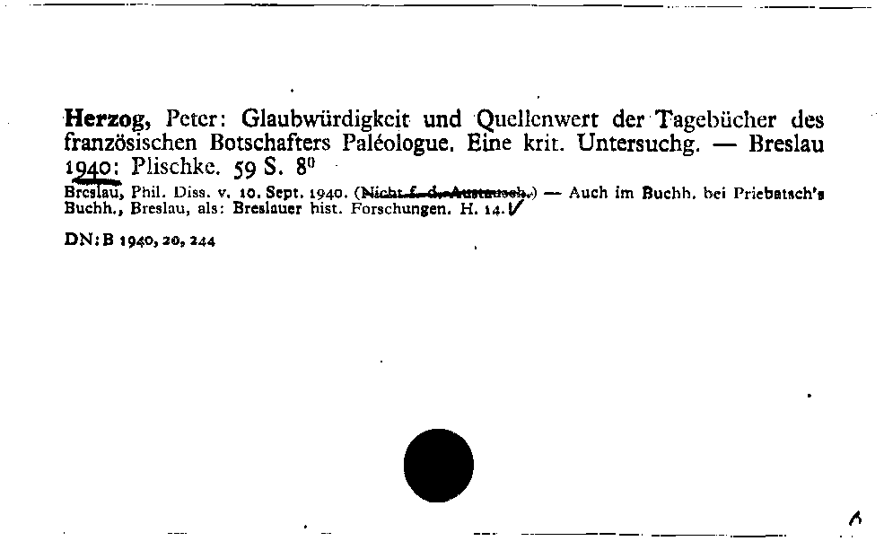 [Katalogkarte Dissertationenkatalog bis 1980]