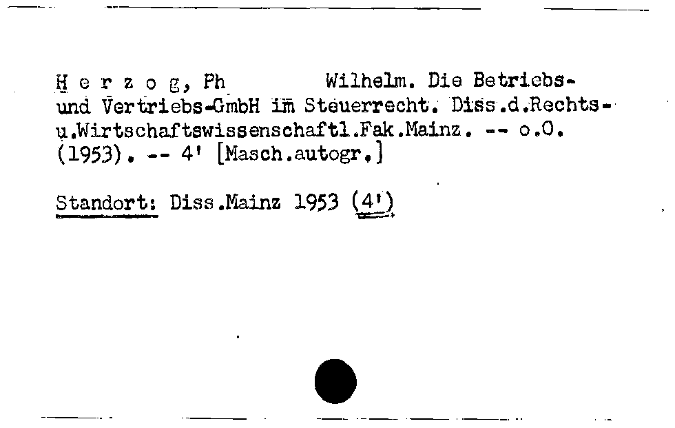 [Katalogkarte Dissertationenkatalog bis 1980]