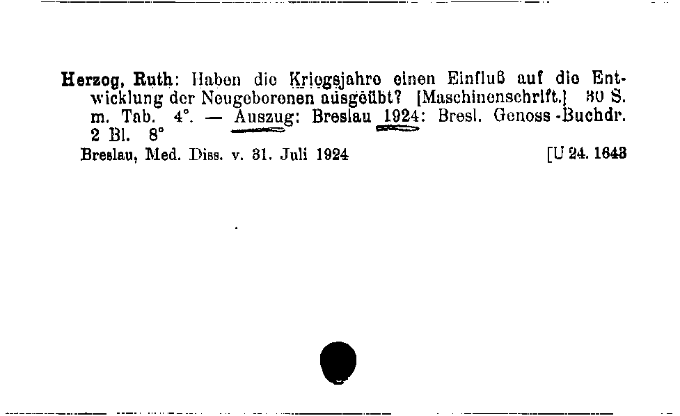 [Katalogkarte Dissertationenkatalog bis 1980]