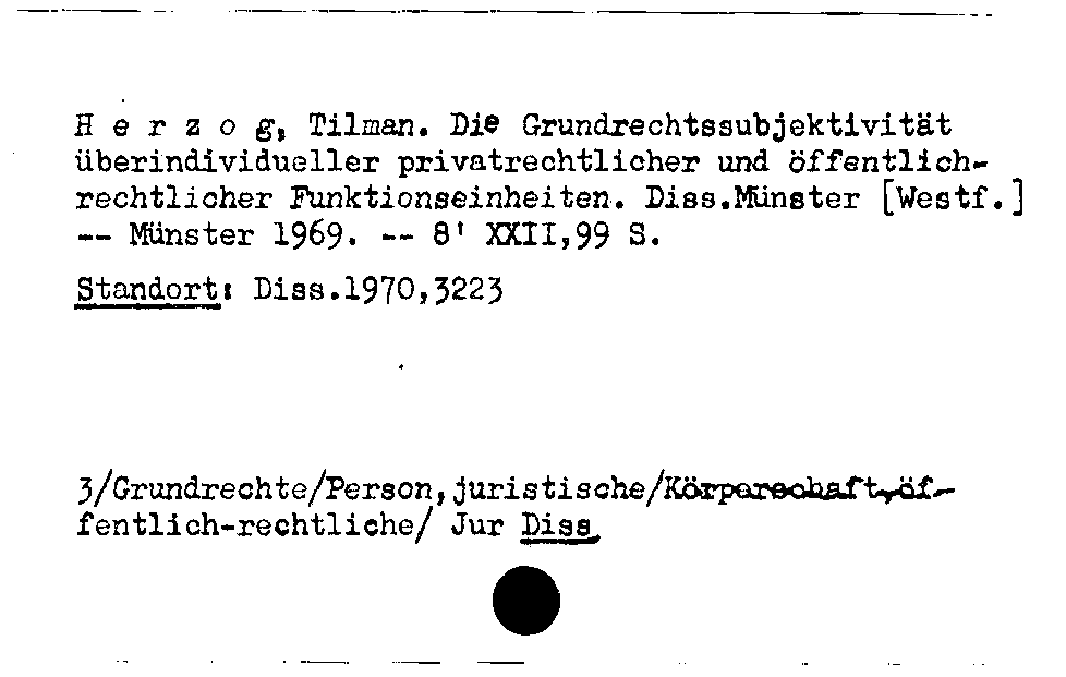 [Katalogkarte Dissertationenkatalog bis 1980]