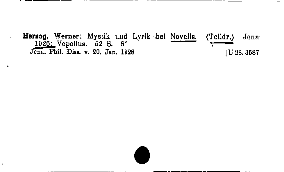 [Katalogkarte Dissertationenkatalog bis 1980]