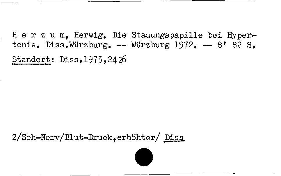 [Katalogkarte Dissertationenkatalog bis 1980]