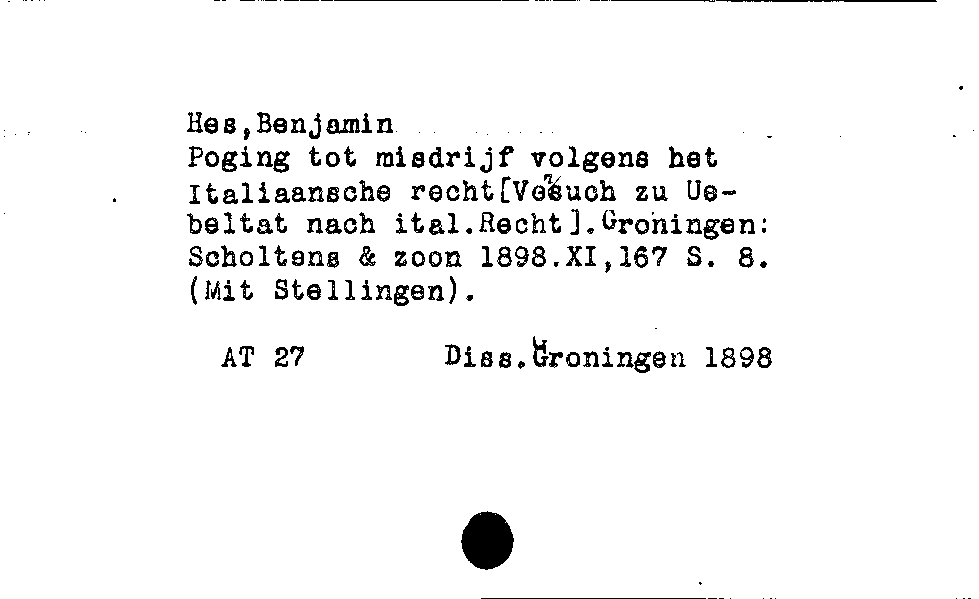 [Katalogkarte Dissertationenkatalog bis 1980]