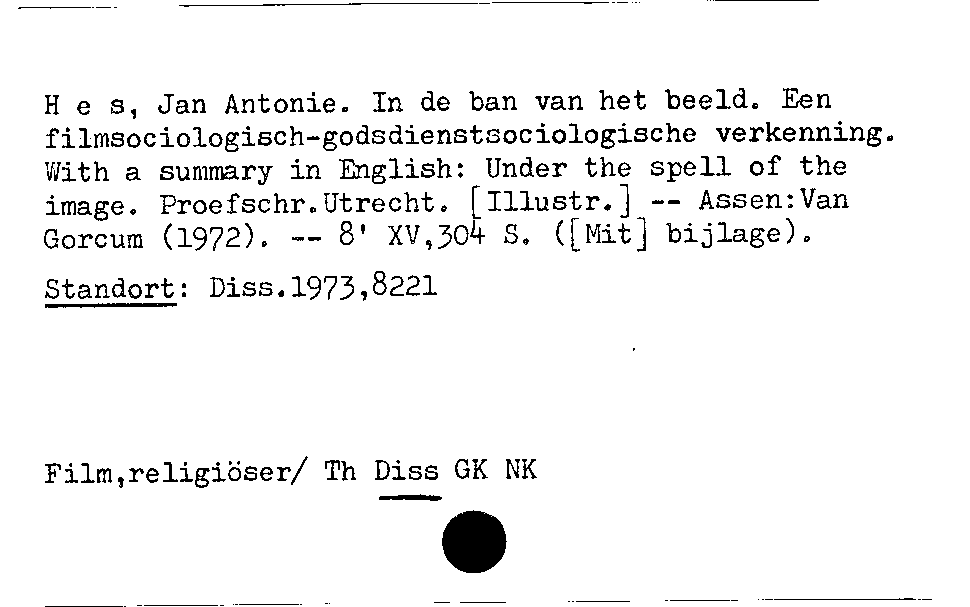 [Katalogkarte Dissertationenkatalog bis 1980]