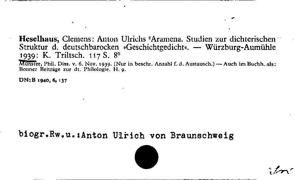 [Katalogkarte Dissertationenkatalog bis 1980]