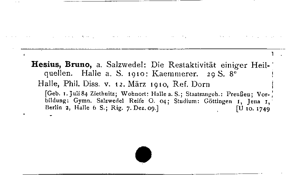 [Katalogkarte Dissertationenkatalog bis 1980]