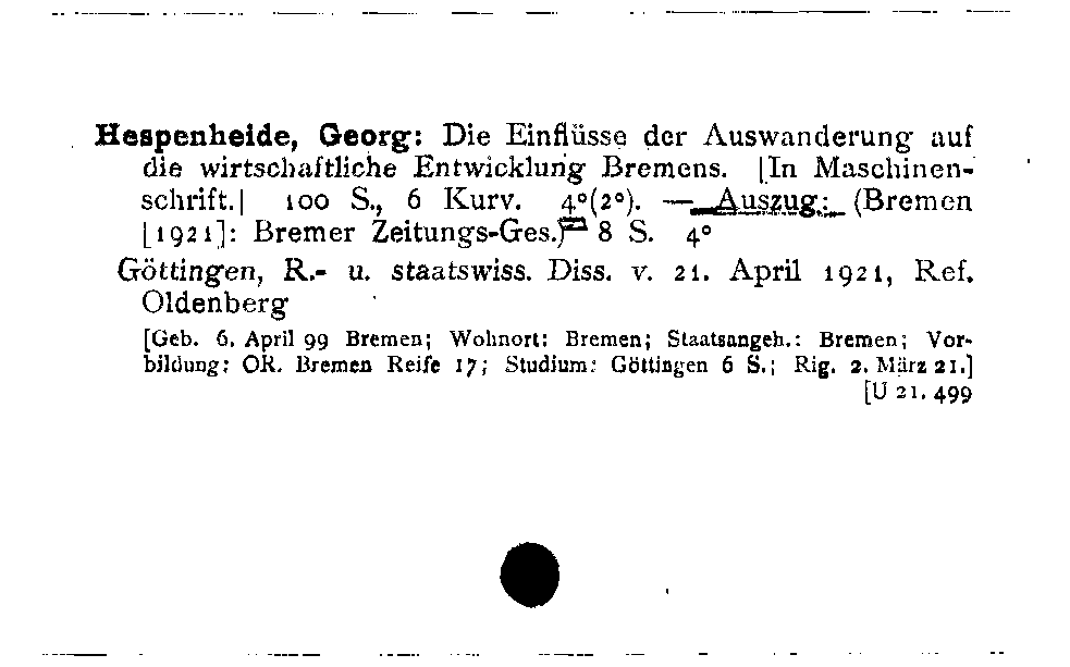 [Katalogkarte Dissertationenkatalog bis 1980]