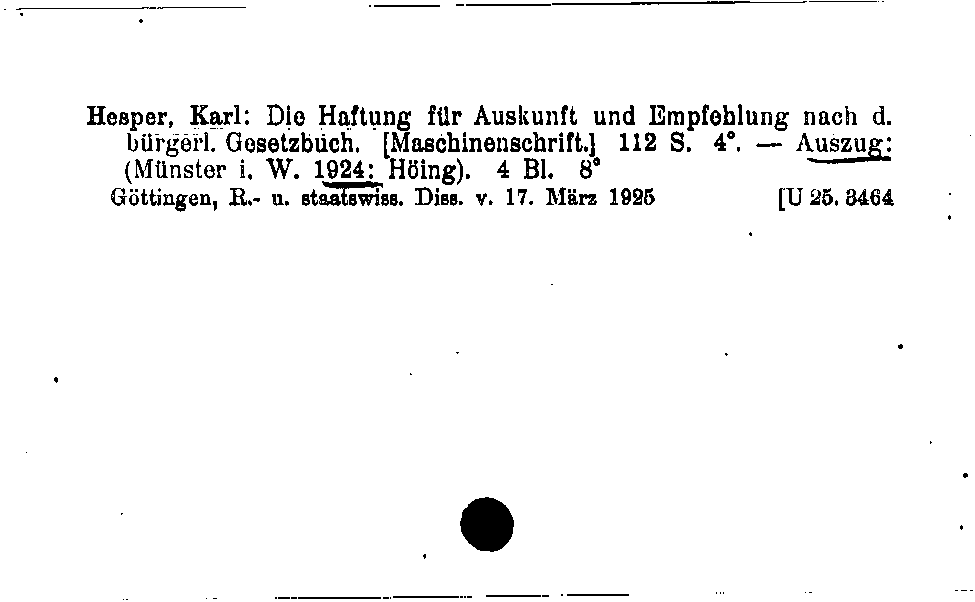 [Katalogkarte Dissertationenkatalog bis 1980]