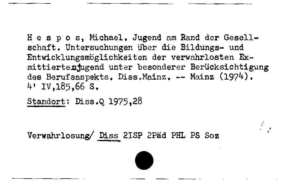 [Katalogkarte Dissertationenkatalog bis 1980]