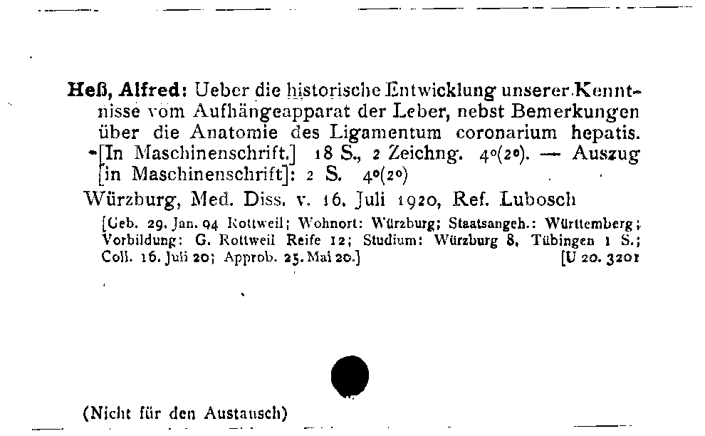 [Katalogkarte Dissertationenkatalog bis 1980]