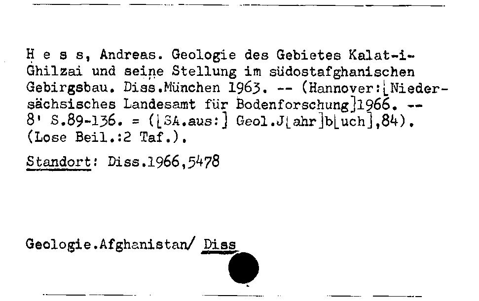 [Katalogkarte Dissertationenkatalog bis 1980]