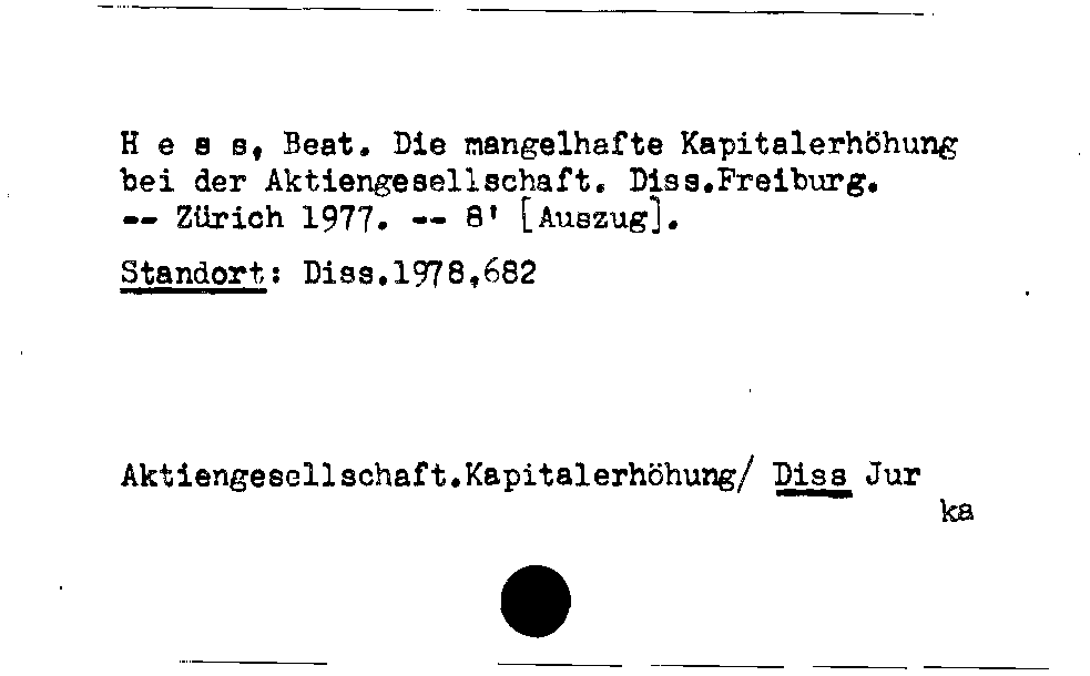 [Katalogkarte Dissertationenkatalog bis 1980]