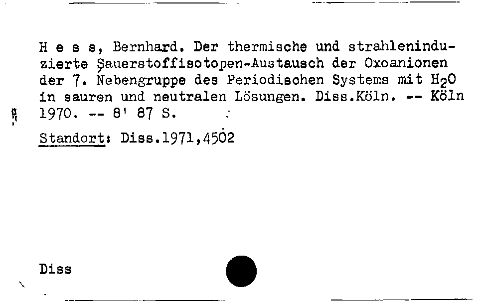 [Katalogkarte Dissertationenkatalog bis 1980]