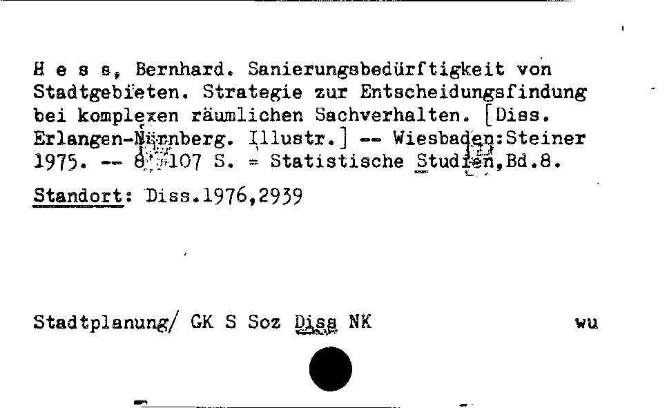 [Katalogkarte Dissertationenkatalog bis 1980]