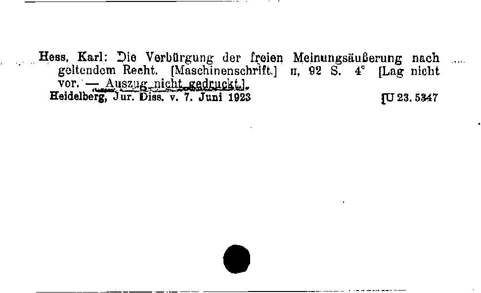 [Katalogkarte Dissertationenkatalog bis 1980]