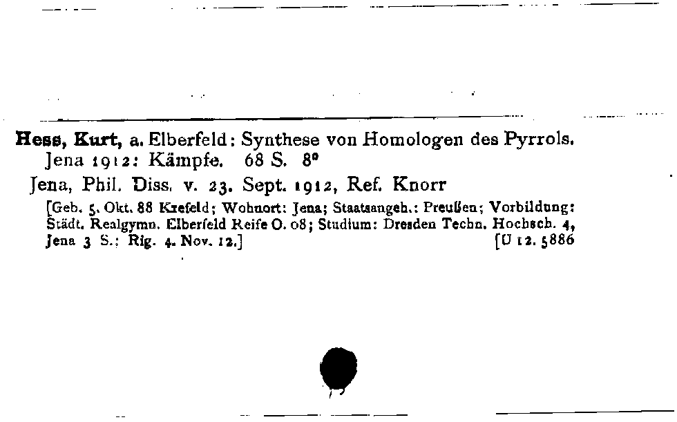 [Katalogkarte Dissertationenkatalog bis 1980]