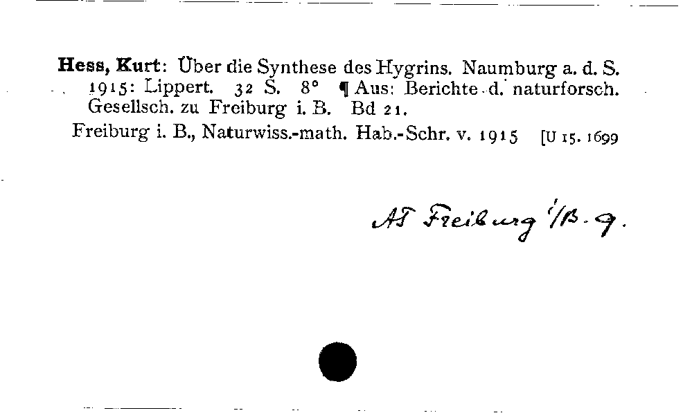 [Katalogkarte Dissertationenkatalog bis 1980]