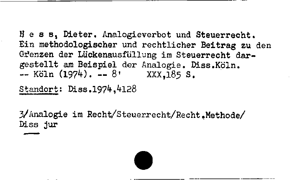 [Katalogkarte Dissertationenkatalog bis 1980]