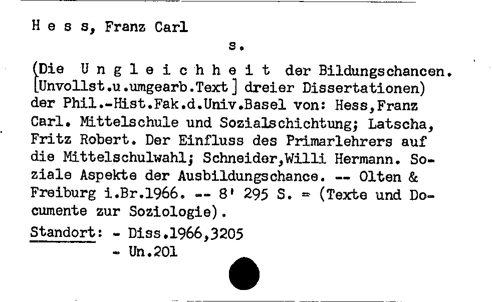 [Katalogkarte Dissertationenkatalog bis 1980]