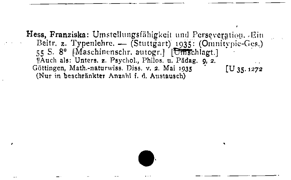 [Katalogkarte Dissertationenkatalog bis 1980]