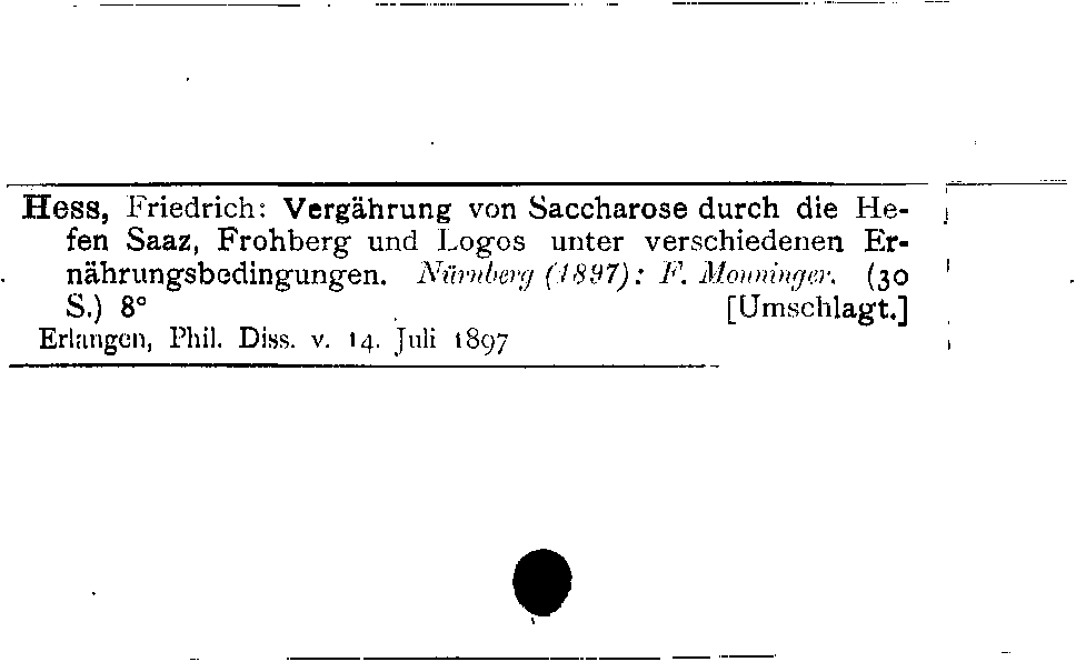 [Katalogkarte Dissertationenkatalog bis 1980]