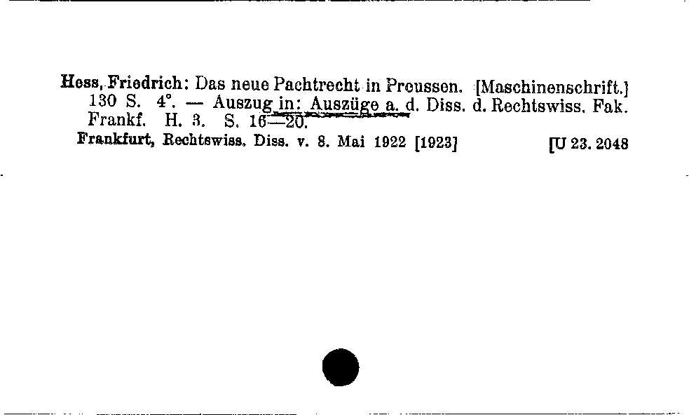 [Katalogkarte Dissertationenkatalog bis 1980]