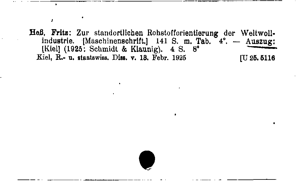 [Katalogkarte Dissertationenkatalog bis 1980]