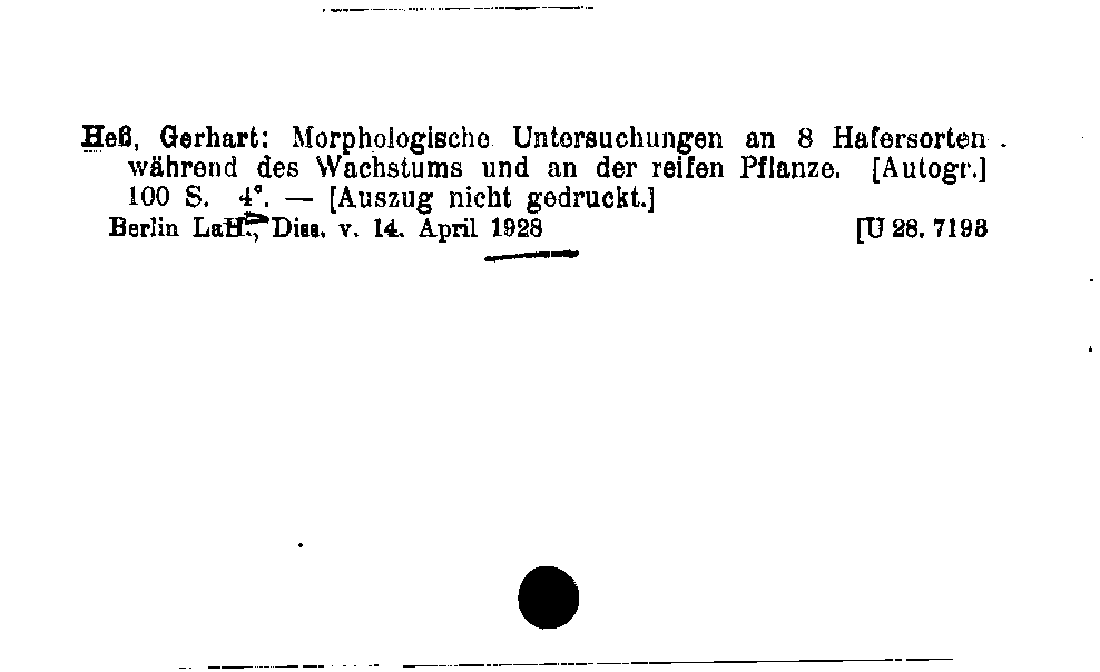 [Katalogkarte Dissertationenkatalog bis 1980]