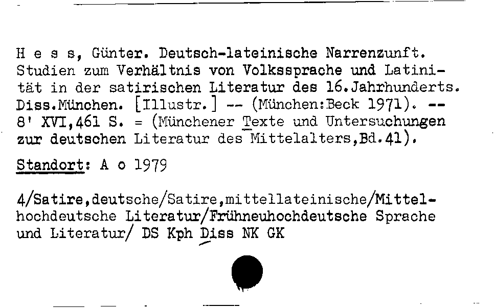 [Katalogkarte Dissertationenkatalog bis 1980]