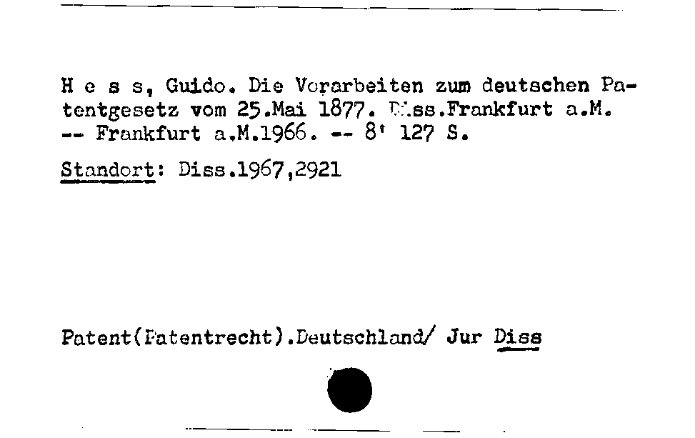 [Katalogkarte Dissertationenkatalog bis 1980]