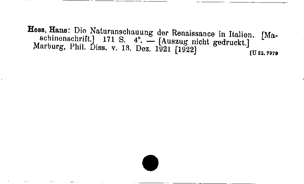 [Katalogkarte Dissertationenkatalog bis 1980]