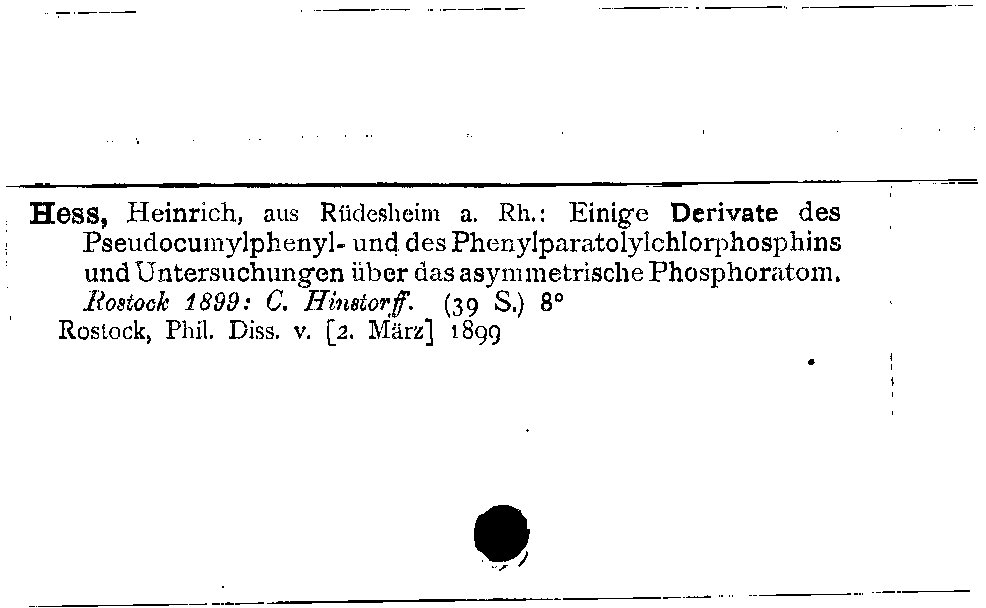 [Katalogkarte Dissertationenkatalog bis 1980]