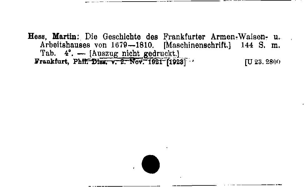 [Katalogkarte Dissertationenkatalog bis 1980]