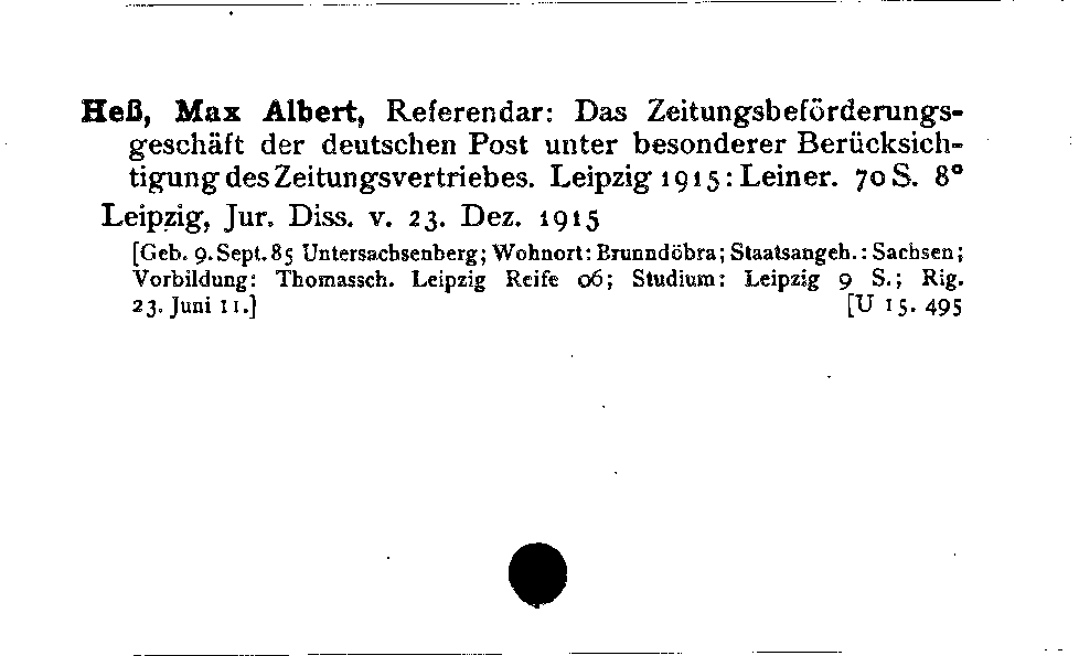 [Katalogkarte Dissertationenkatalog bis 1980]