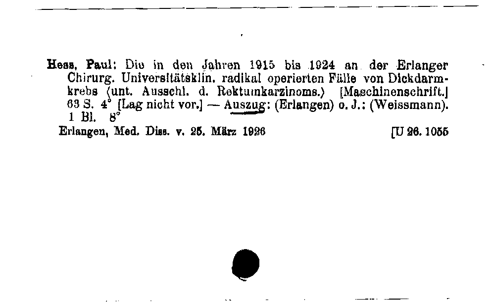 [Katalogkarte Dissertationenkatalog bis 1980]