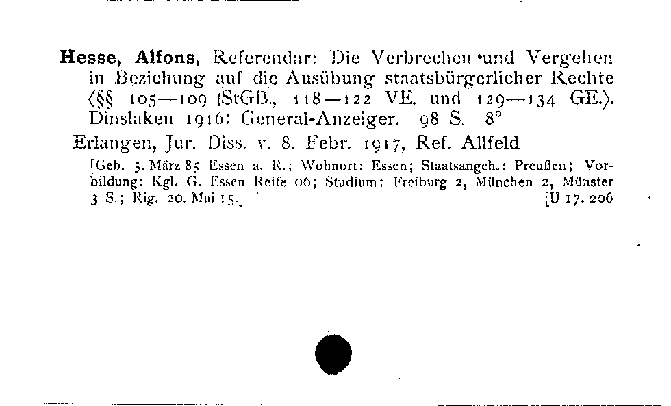 [Katalogkarte Dissertationenkatalog bis 1980]