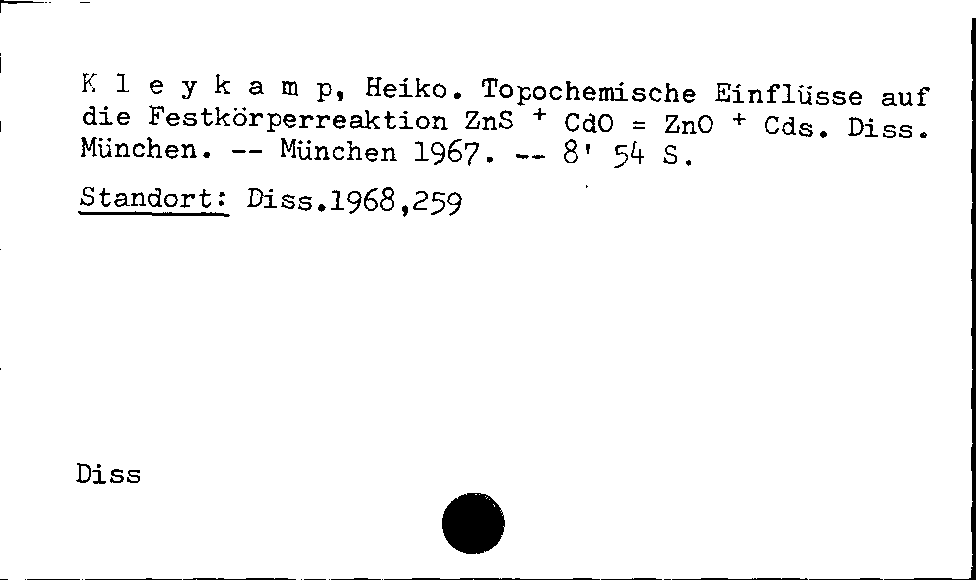 [Katalogkarte Dissertationenkatalog bis 1980]