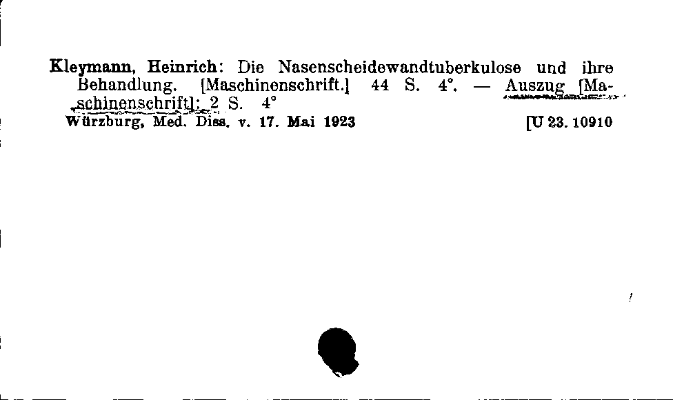 [Katalogkarte Dissertationenkatalog bis 1980]