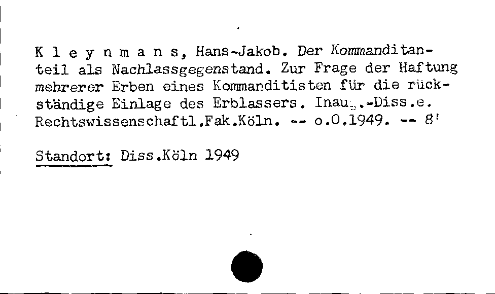 [Katalogkarte Dissertationenkatalog bis 1980]