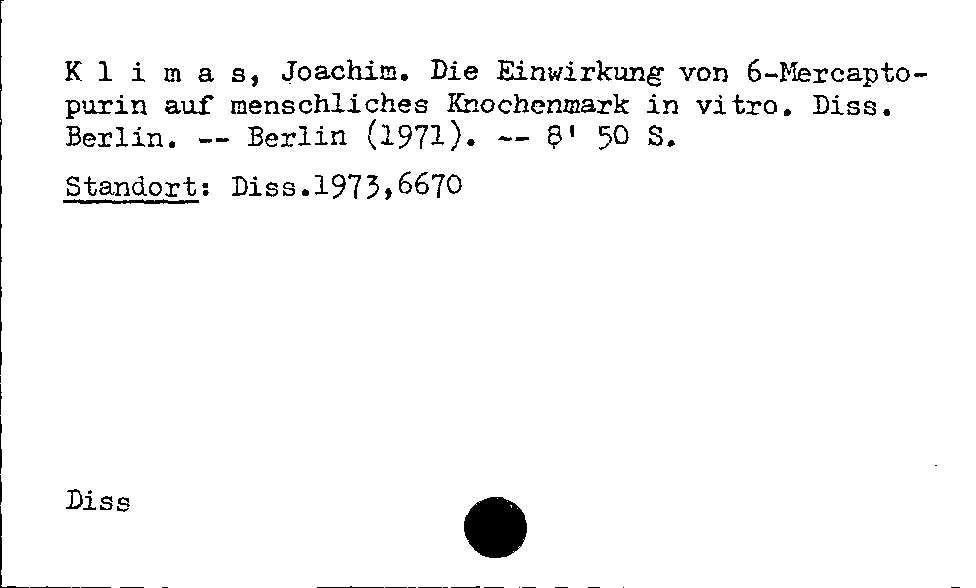 [Katalogkarte Dissertationenkatalog bis 1980]